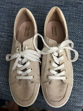 Keds Women's Light Beige Canvas Lace-Up Sneakers
